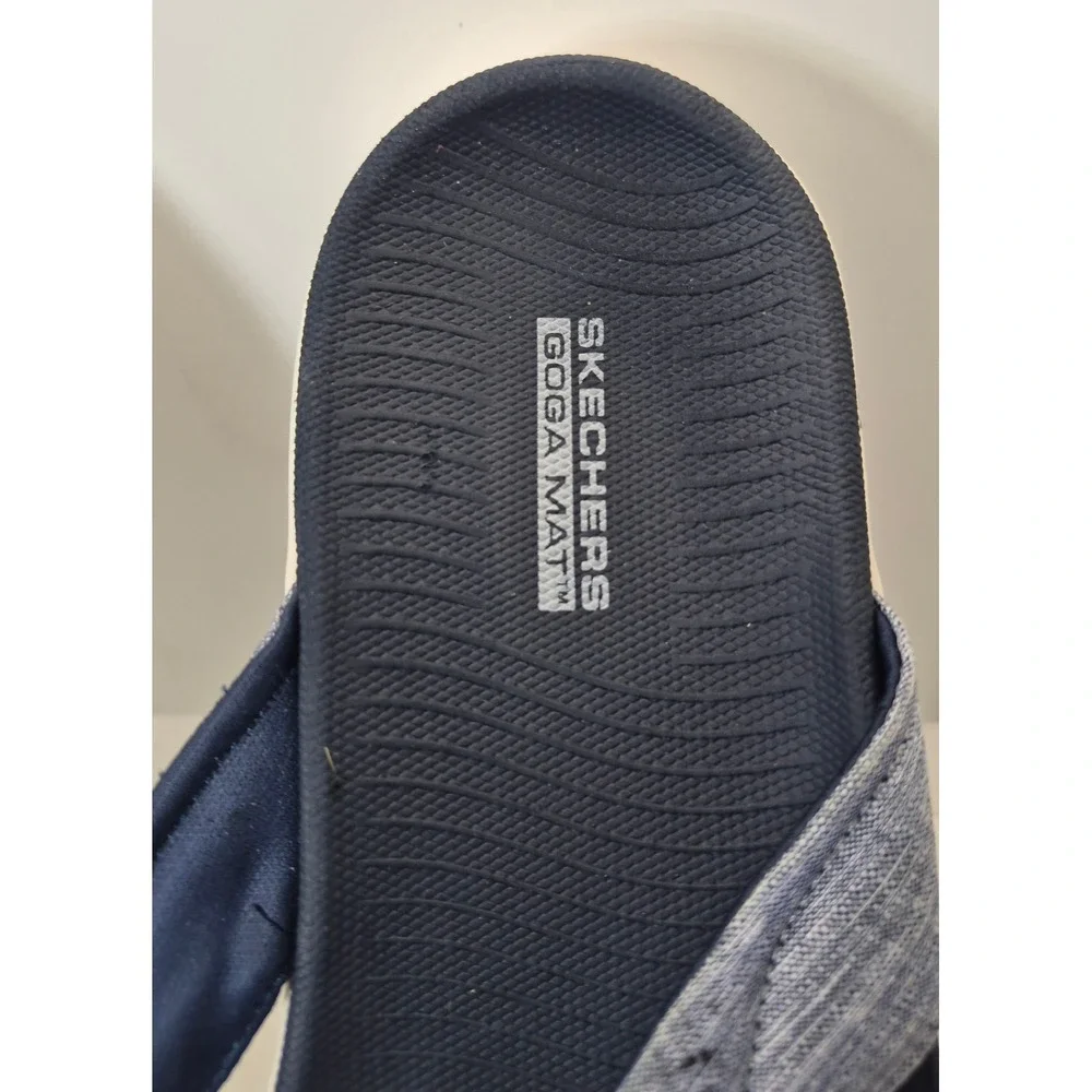 Skechers GoWalk Goga Mat Flip Flops 11 Blue Grey Thong Sandals Comfort Walking